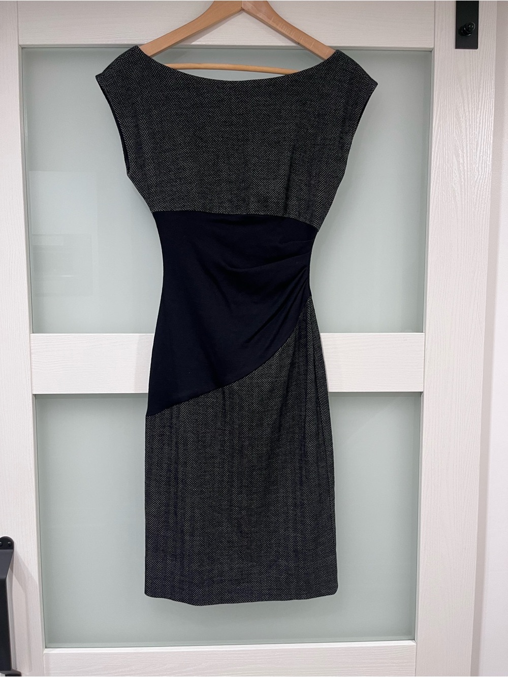 Diane Von Furstenberg Two-Tone Charcoal and Black Midi Dress